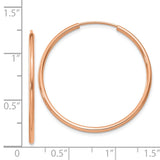 14k Rose Gold 1.5x30mm Polished Endless Tube Hoop Earrings TF786