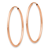 14k Rose Gold 1.5x30mm Polished Endless Tube Hoop Earrings TF786