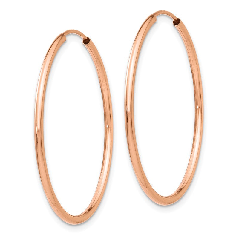 14k Rose Gold 1.5x30mm Polished Endless Tube Hoop Earrings TF786
