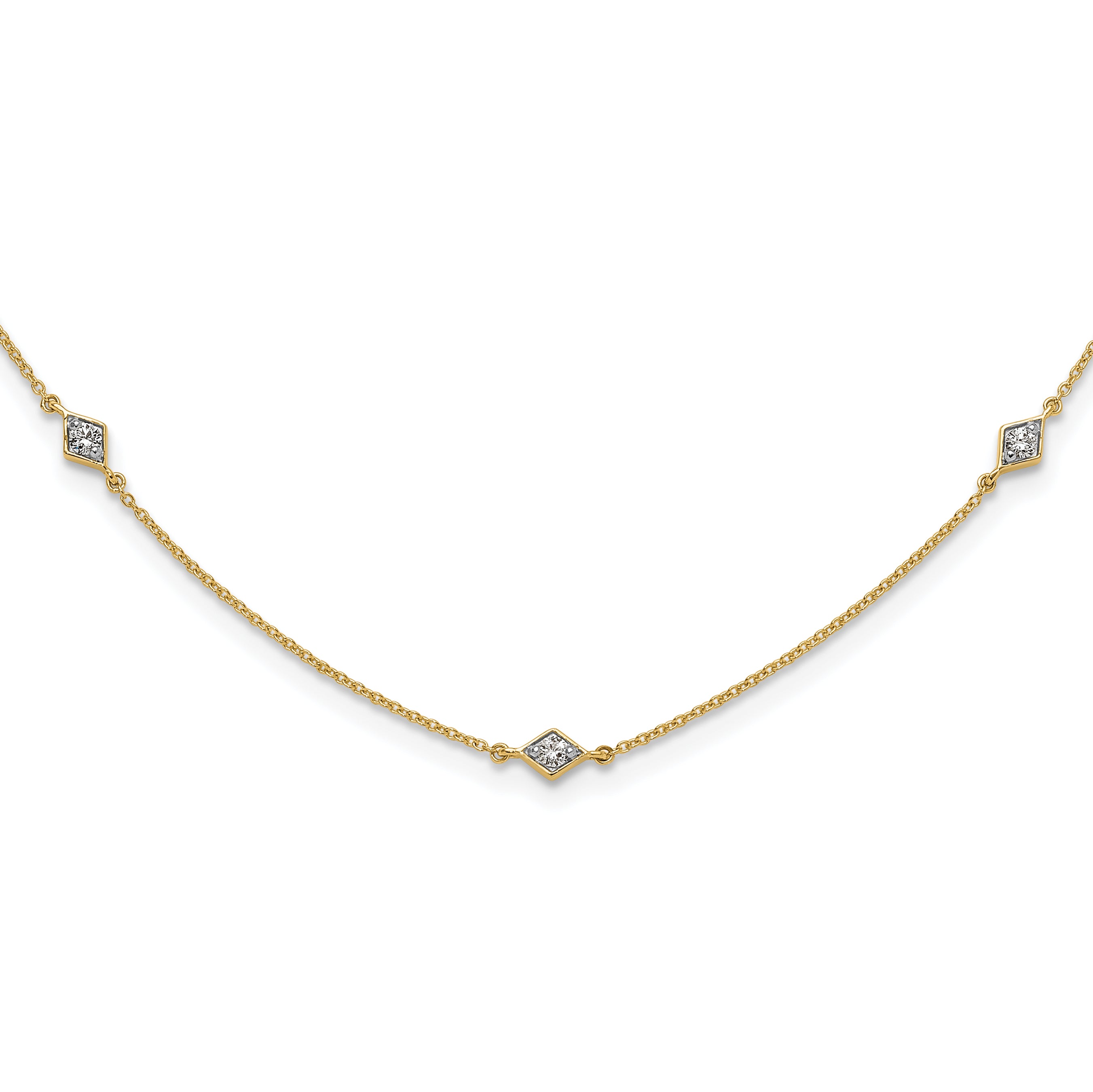 14k White Gold Complete 1/2 carat Diamond 9-Station 18 inch Necklace PM3754