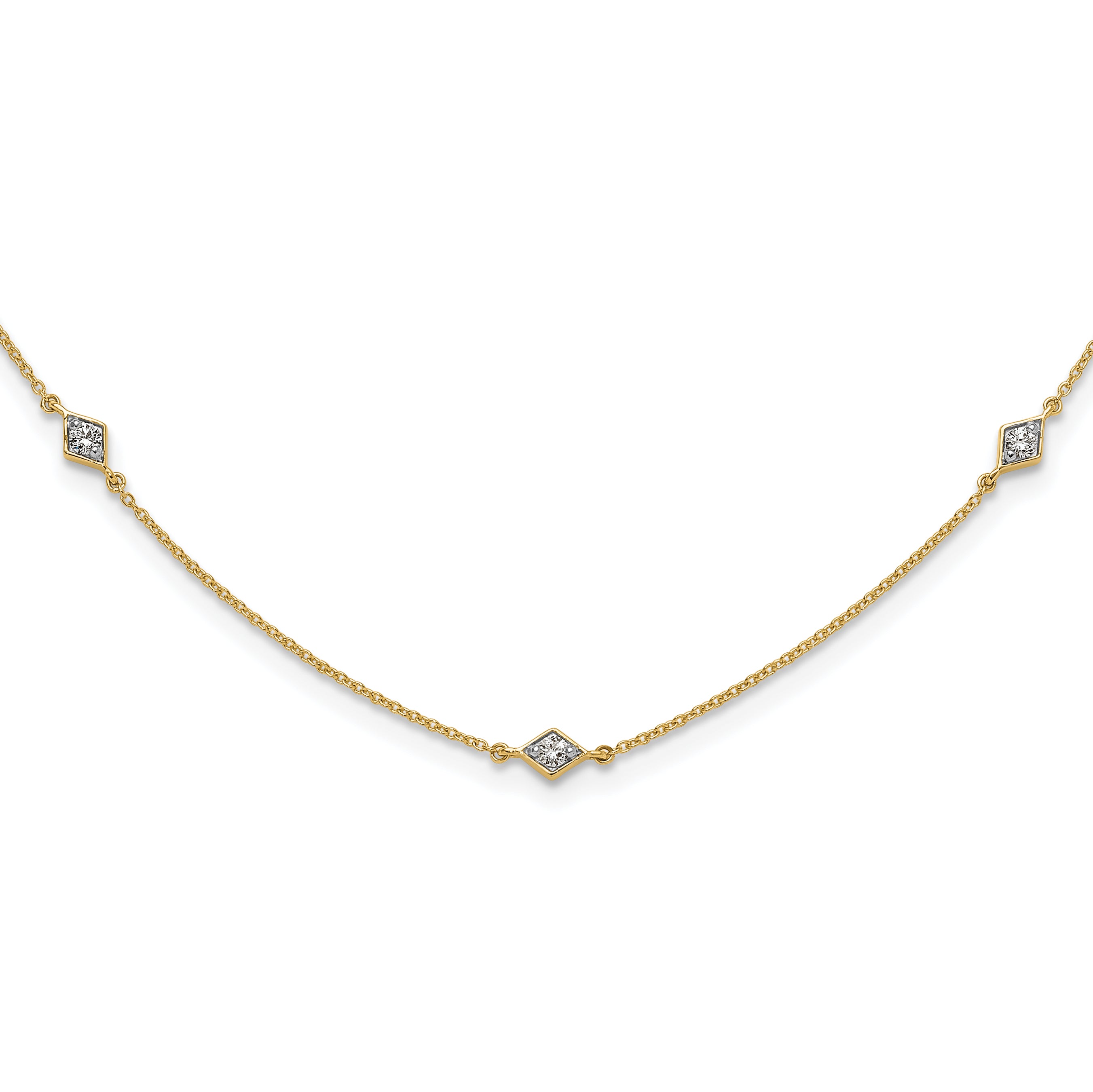 14k White Gold Complete 1/2 carat Diamond 9-Station 18 inch Necklace PM3754