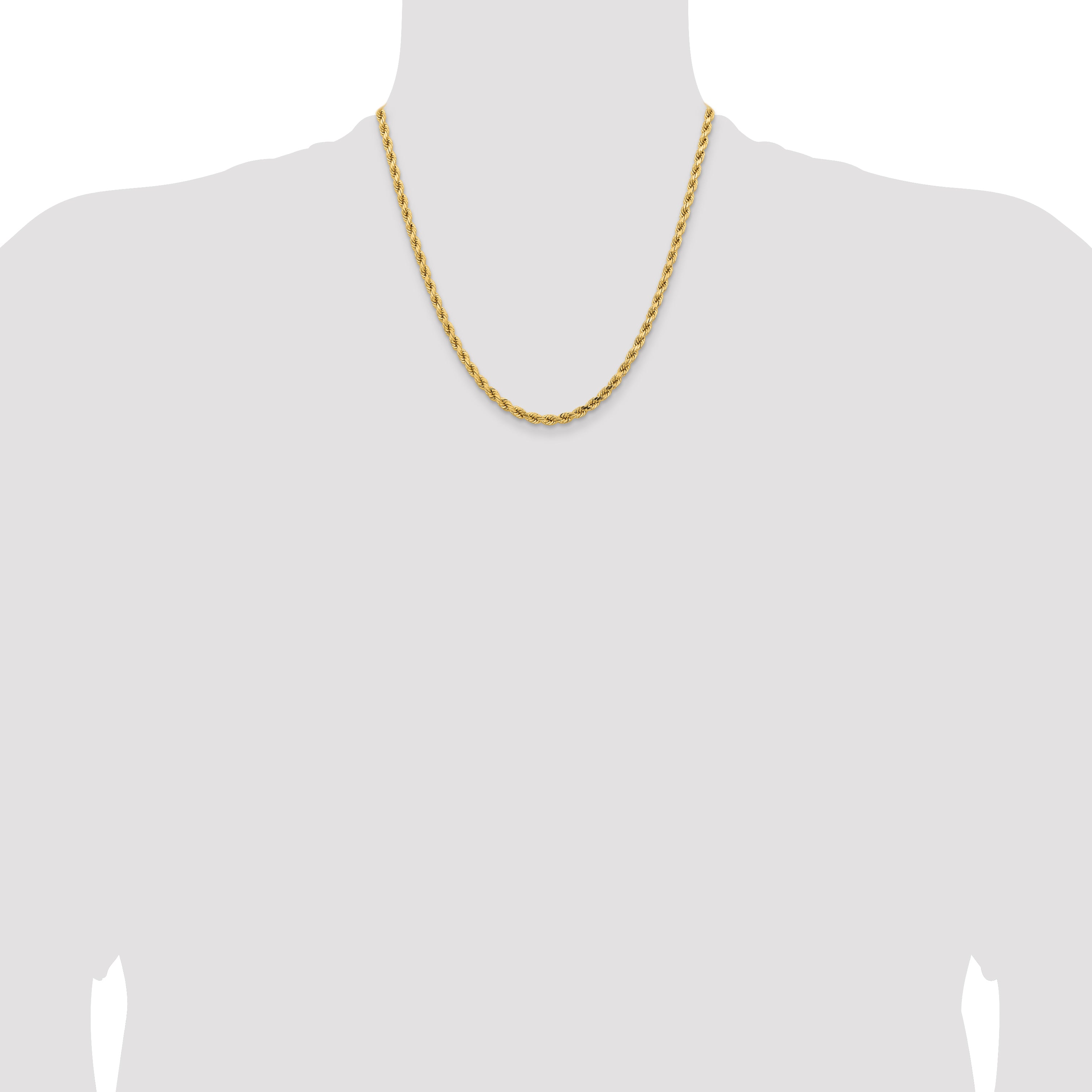 14K 26 inch 4.25mm Diamond-cut Rope with Lobster Clasp Chain 033L
