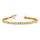 14k Complete 1 carat Round A Diamond Bar Link 7 inch Tennis Bracelet X762A