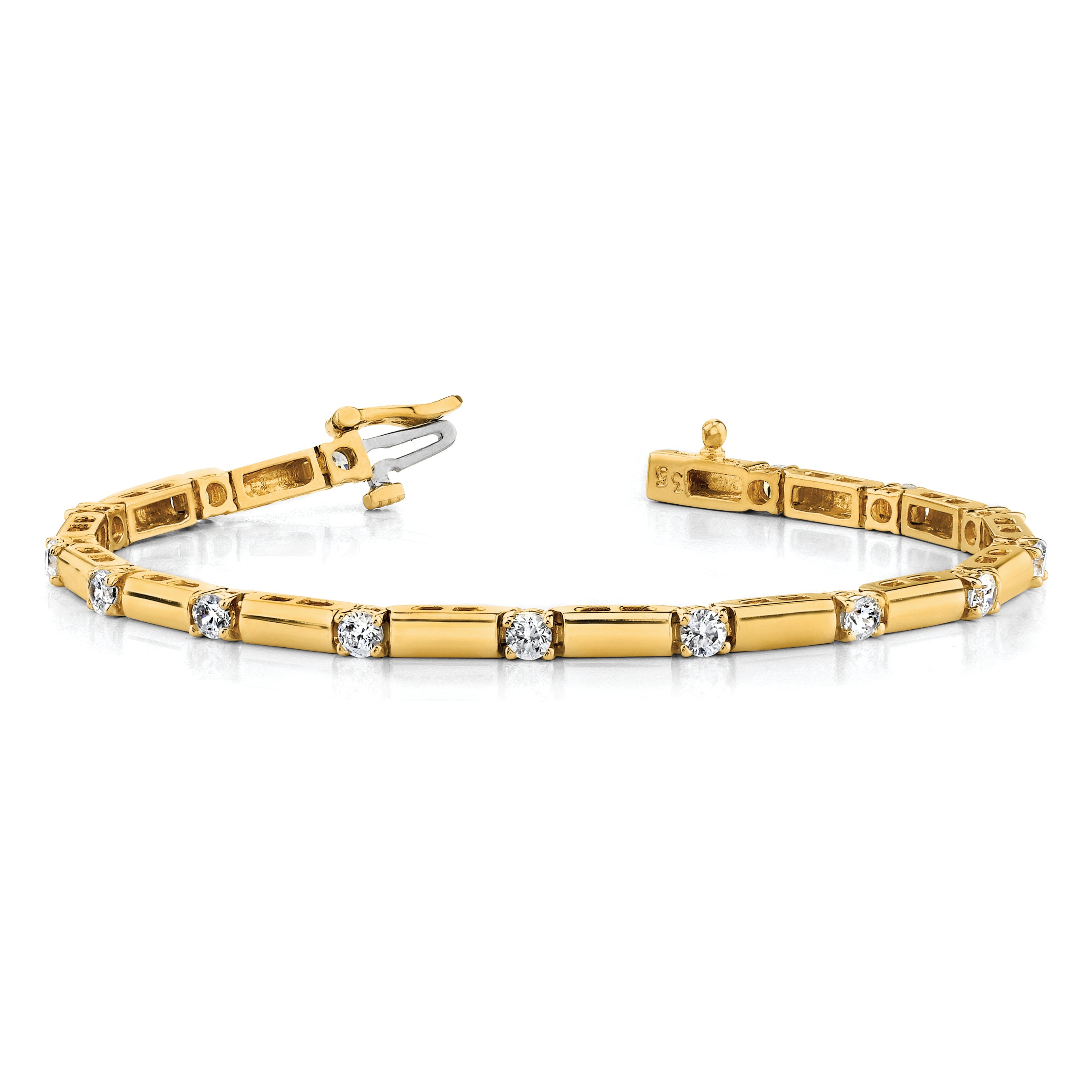 14k Complete 1 carat Round A Diamond Bar Link 7 inch Tennis Bracelet X762A