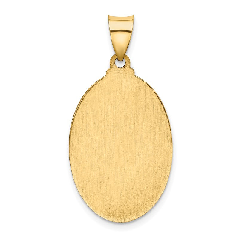 14k Polished and Satin Hollow St Christopher Medal Oval Pendant XR1308