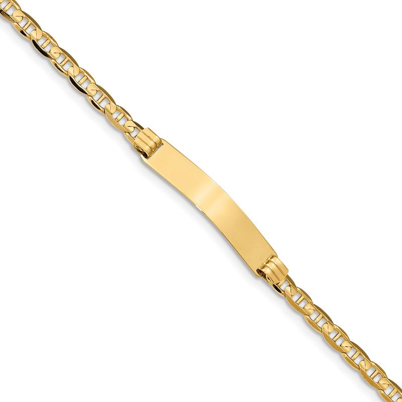 14k Polished Solid Chain/Solid Plate Anchor Link 33.5x7mm Plate 7 inch ID Bracelet LID77