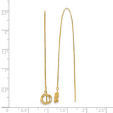 14k Polished Diamond-cut Box Chain Love Knot Threader Earrings TL1015
