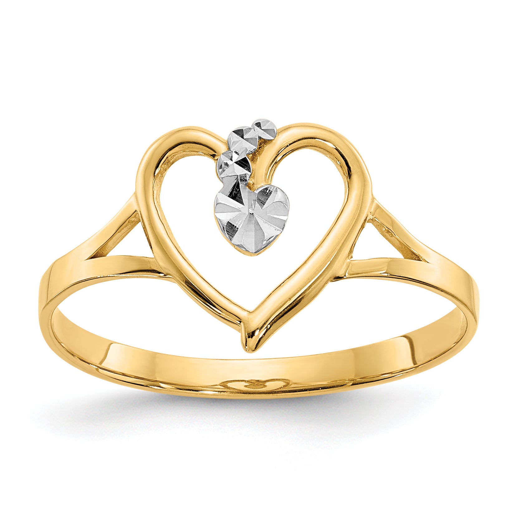 14K and White Rhodium Polished Heart Ring K2072