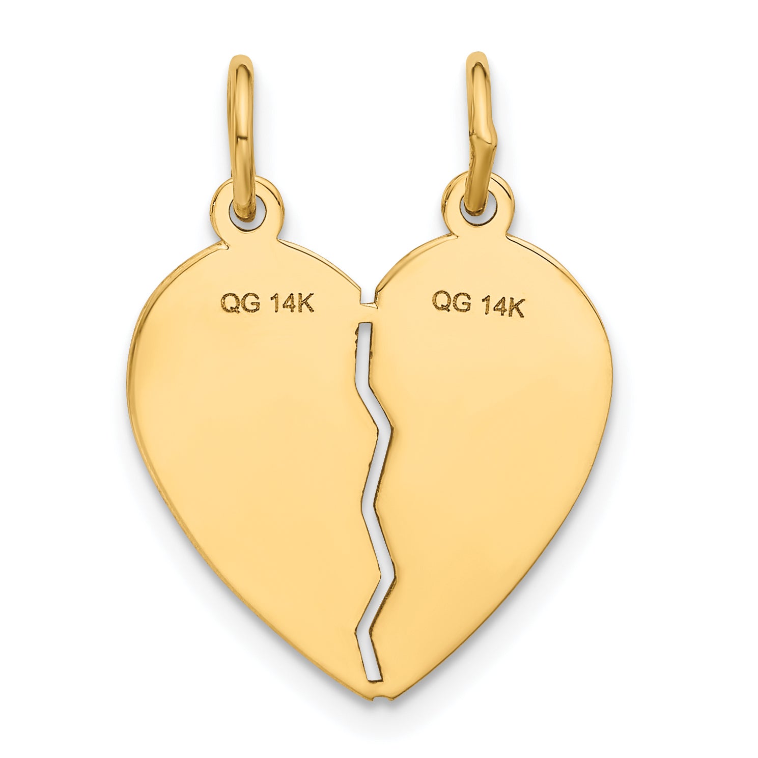 14k BEST SISTER 2-Piece Break-apart Heart Charm C1689