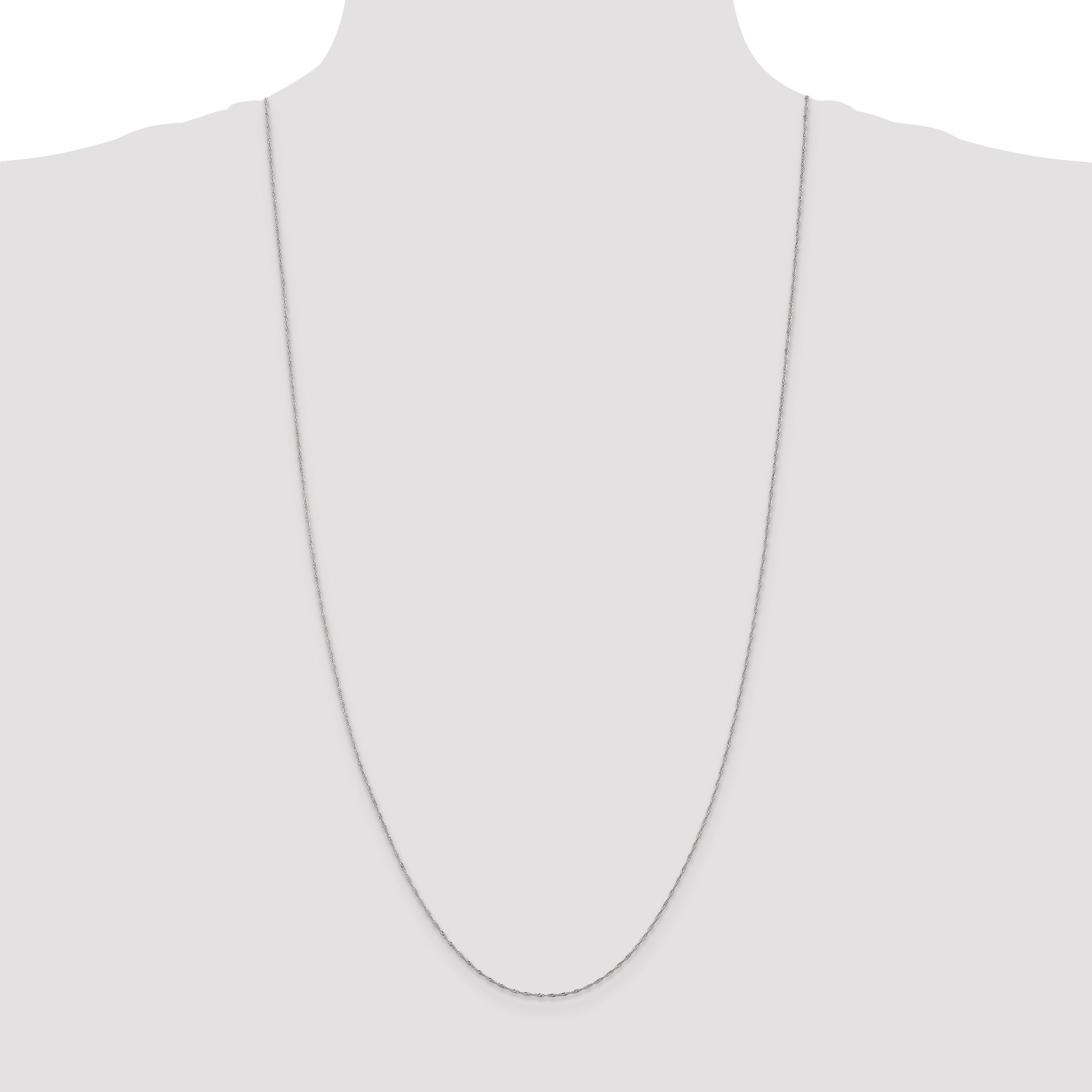 14K White Gold 14 inch 1mm Singapore with Spring Ring Clasp Chain PEN166
