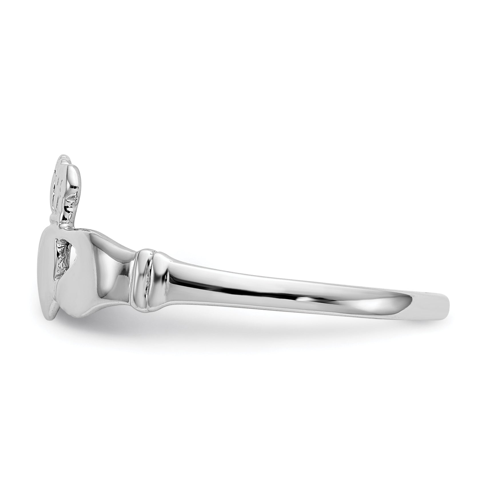 14k White Gold Ladies Claddagh Ring D3106