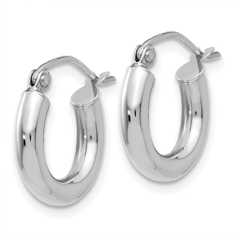 14K White Gold 3x14mm Polished Lightweight Tube Hoop Earrings T852L