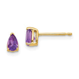 14k 5x3mm Pear Amethyst Post Earrings XE78AM
