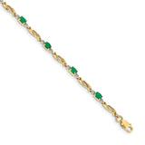14k White Gold Complete Diamond and Oval Emerald Fancy Link 7.25 inch Bracelet BM4476