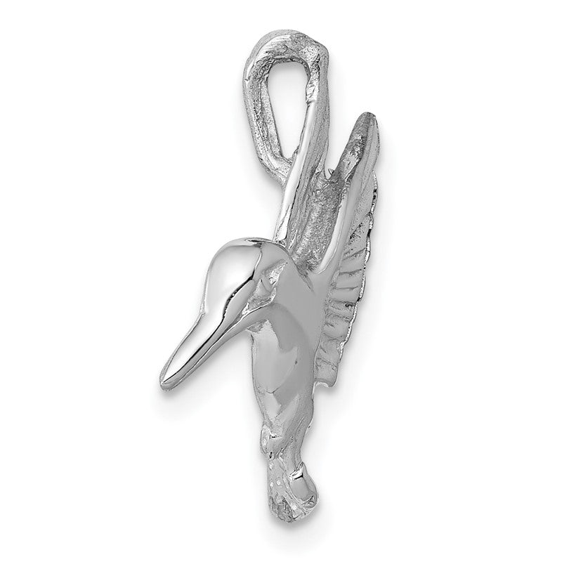 14k White Gold Polished Open-Backed Hummingbird Chain Slide K1030