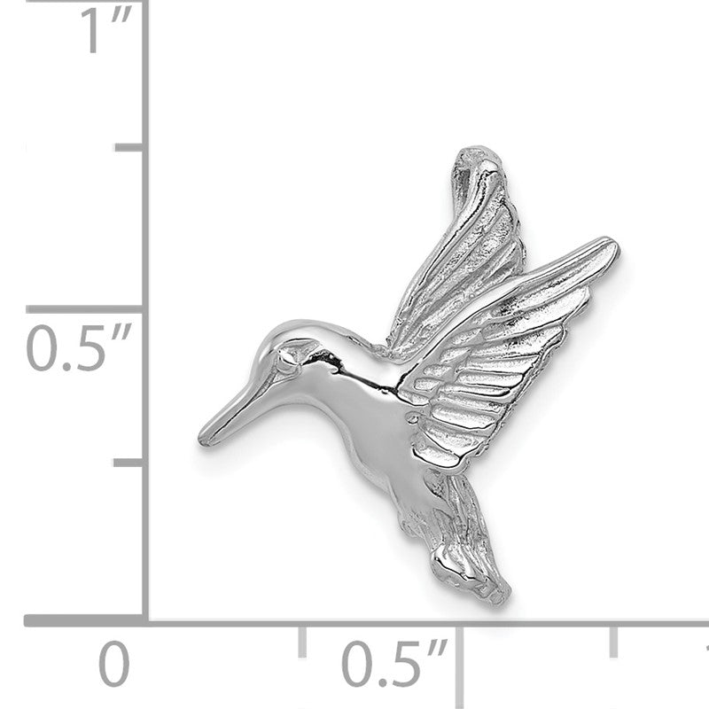 14k White Gold Polished Open-Backed Hummingbird Chain Slide K1030