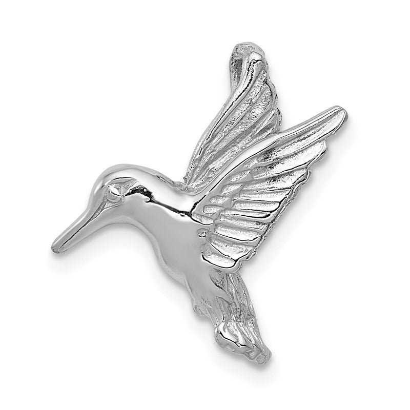 14k White Gold Polished Open-Backed Hummingbird Chain Slide K1030