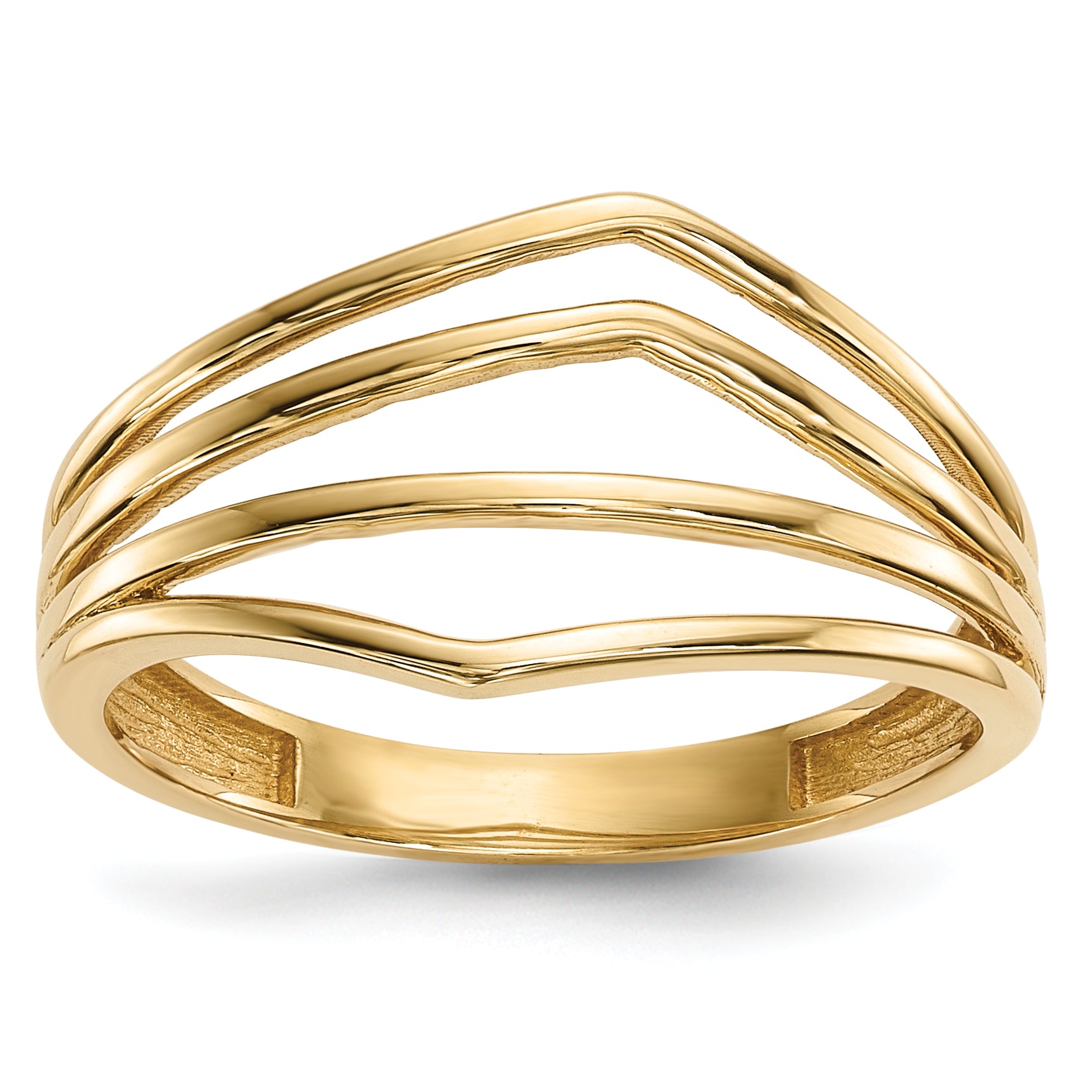 14k Polished Curved 4-Bar Ring R607