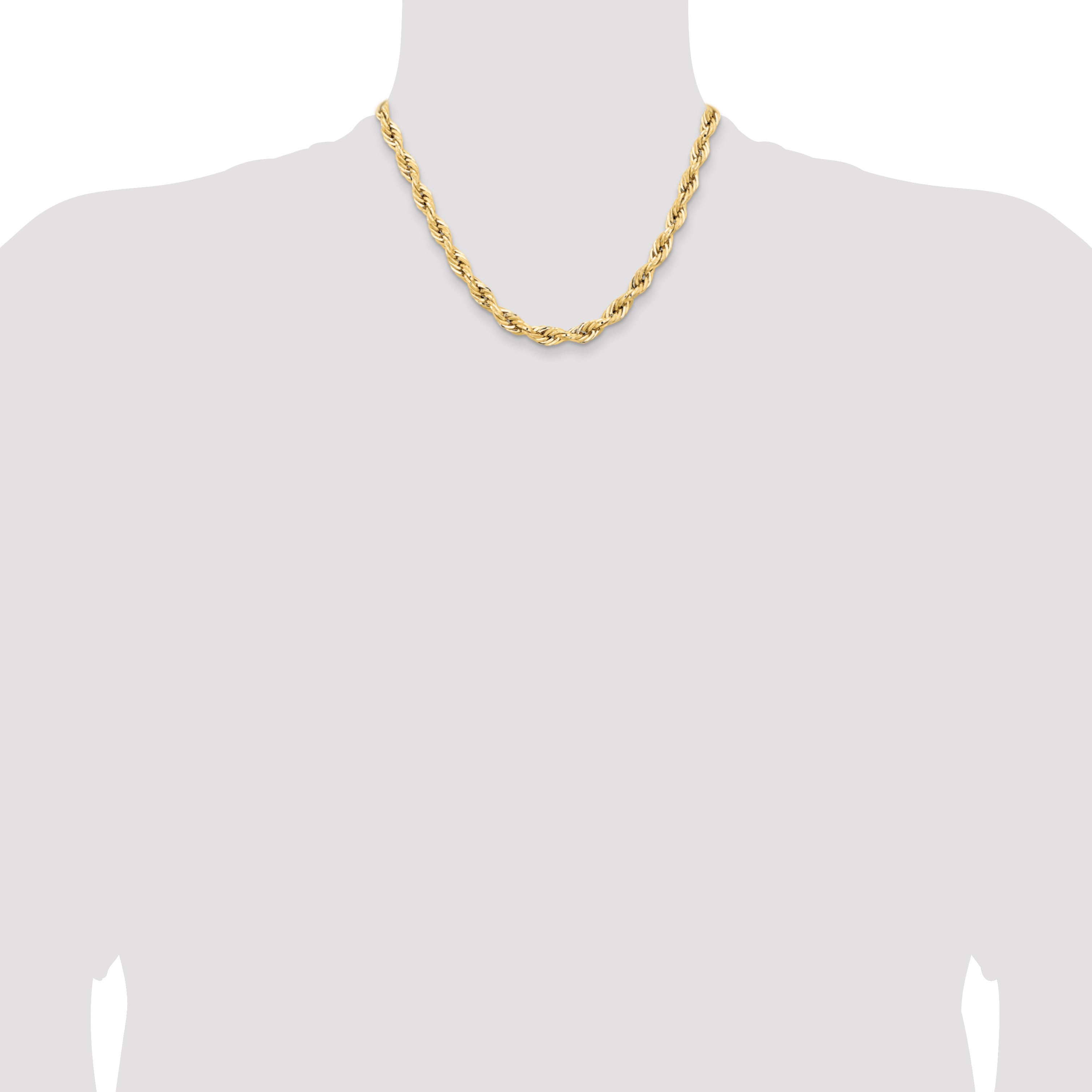 14K 18 inch 7mm Semi Solid Rope with Lobster Clasp Chain BC194