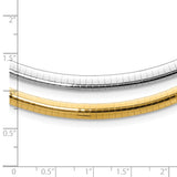14k Two-tone 5mm Reversible White and Yellow 16 inch Domed Omega Necklace ROM5