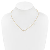 14k White Gold 1/10 carat Diamond Sideways Cross 18 inch Necklace PM4692