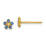 Inverness 14k Blue and Aurora Borealis Crystal Flower Post Piercing Earrings 222E