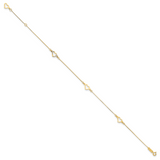 14K Fancy Open Hearts 3-Station 9 inch Plus 1 inch Extender - Total 10 inch Anklet ANK157