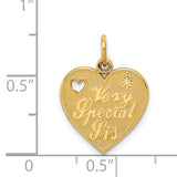 14k VERY SPECIAL SIS Heart Charm C1692