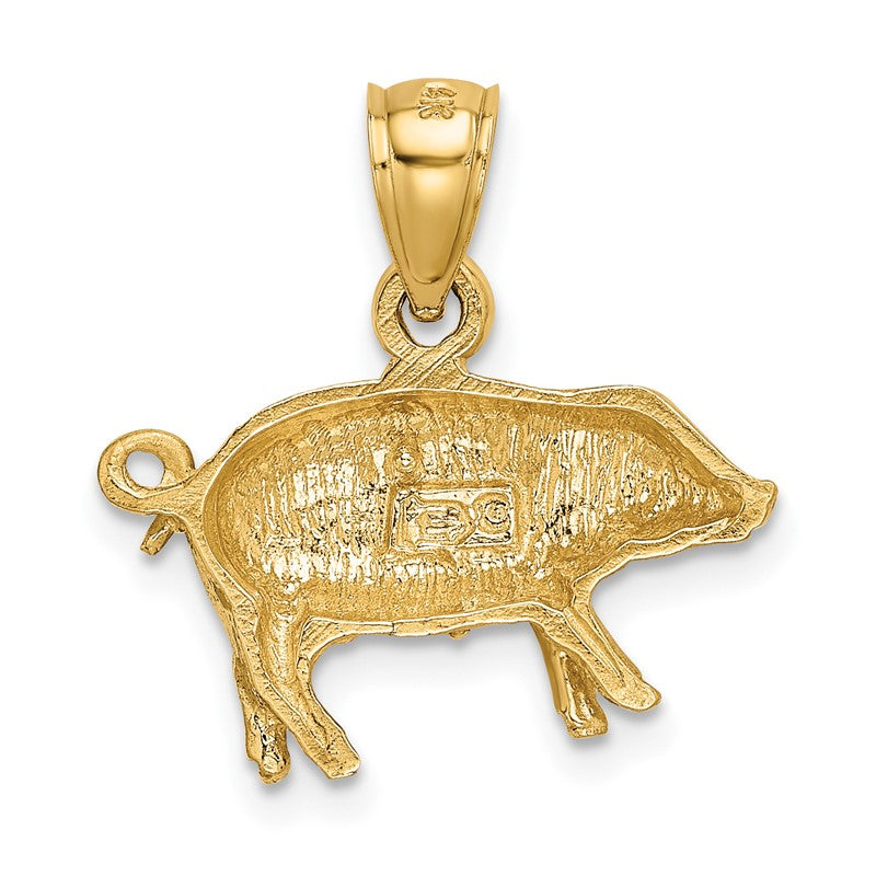 14K Satin Diamond-cut Pig Pendant K3319