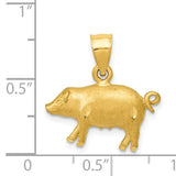 14K Satin Diamond-cut Pig Pendant K3319