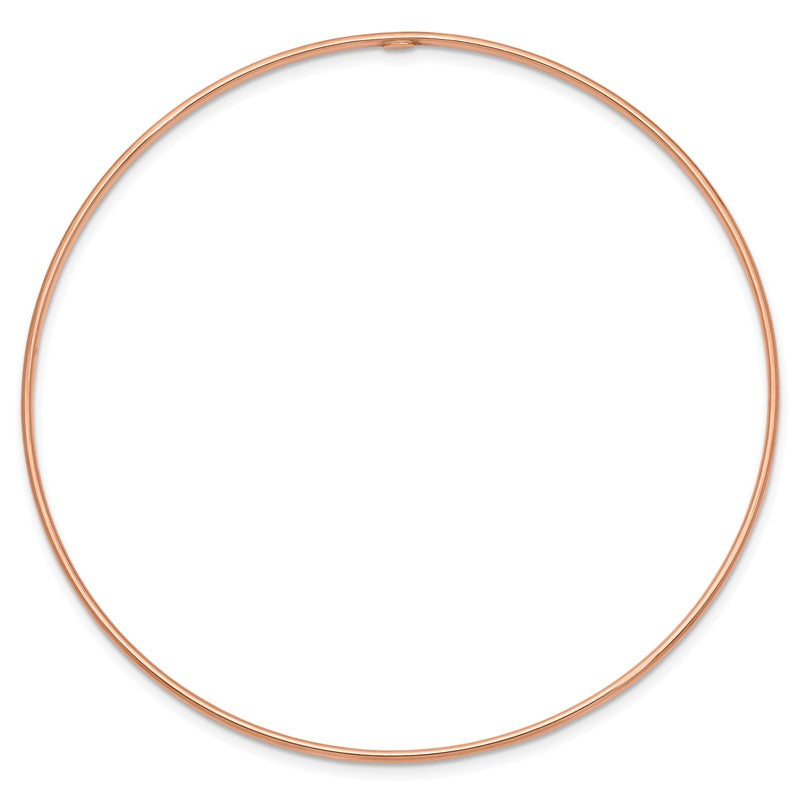 14k Rose Gold Polished 1.50mm Slip-on Round Bangle Bracelet DB539