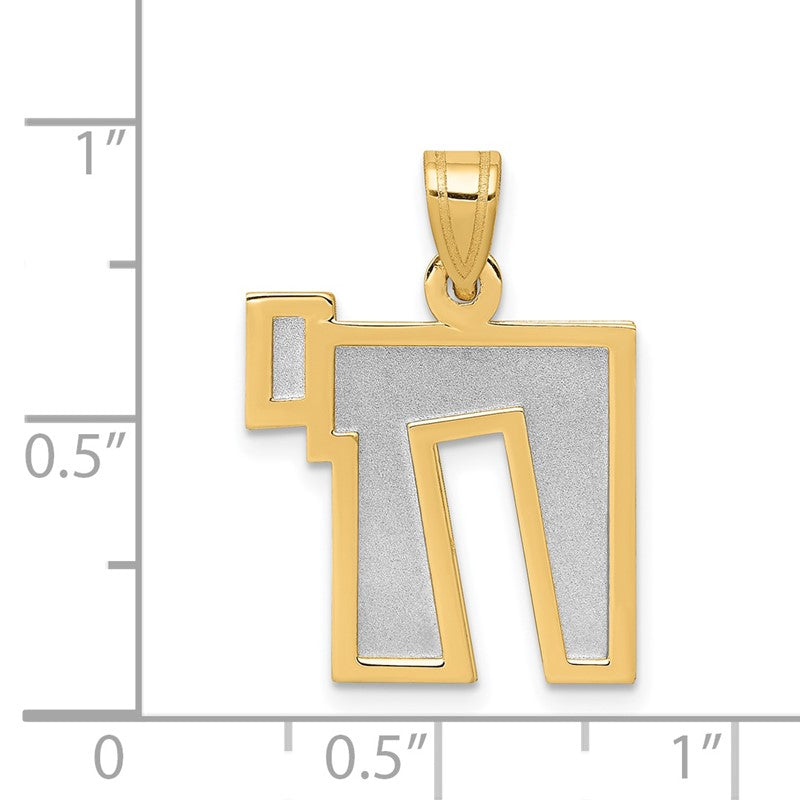 14k Two-Tone Solid Satin Chai Charm XK674