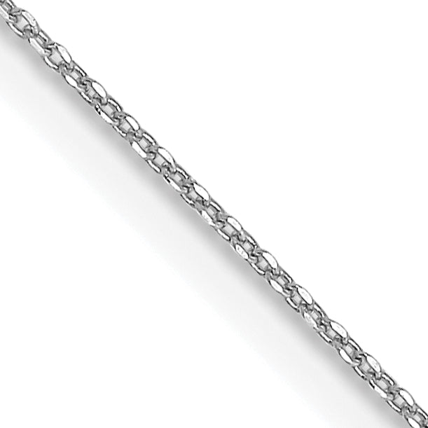 14K White Gold 14 inch .6mm Diamond-cut Round Open Link Cable with Spring Ring Clasp Chain PEN145