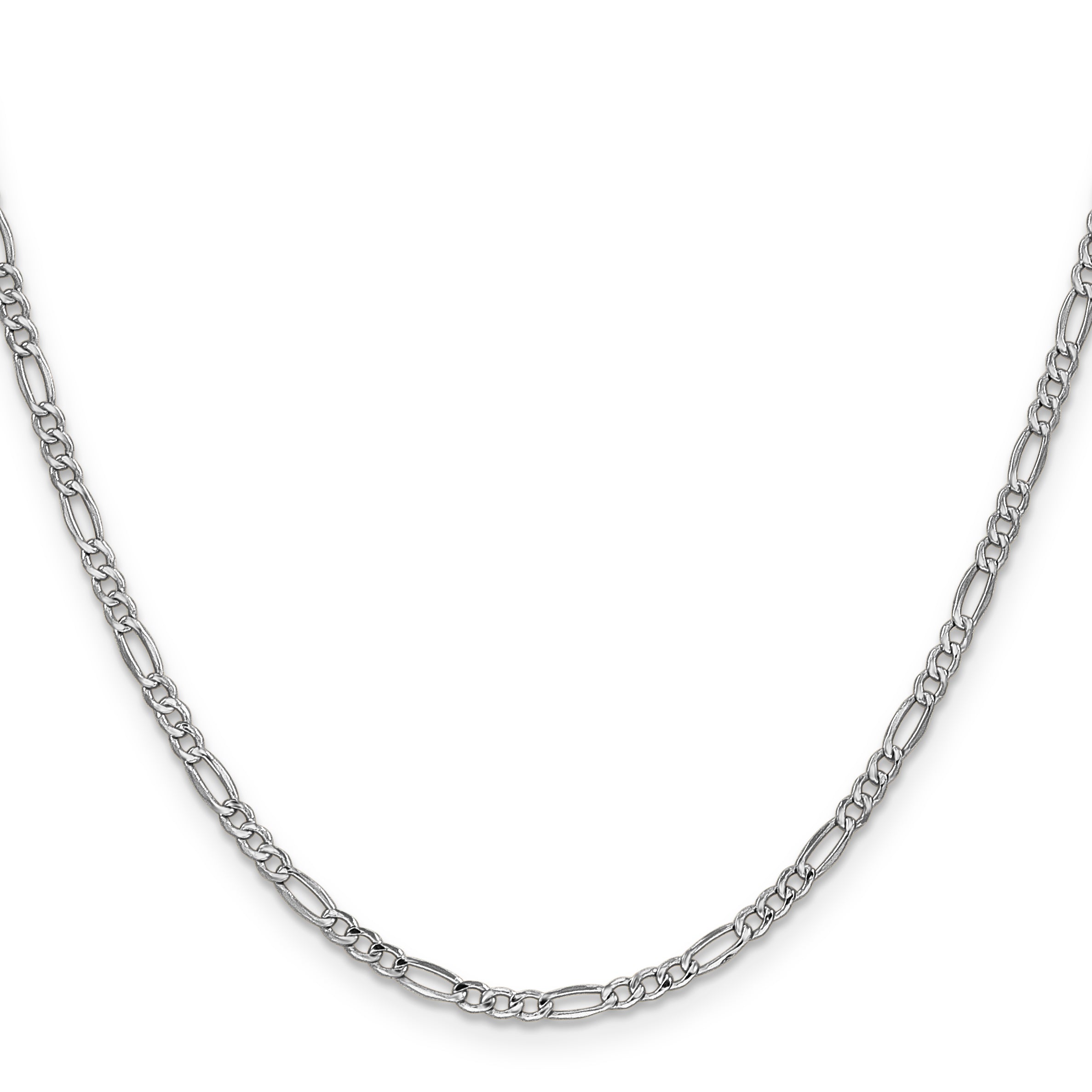 14K White Gold 10 inch 2.5mm Semi-Solid Figaro with Lobster Clasp Chain BC119