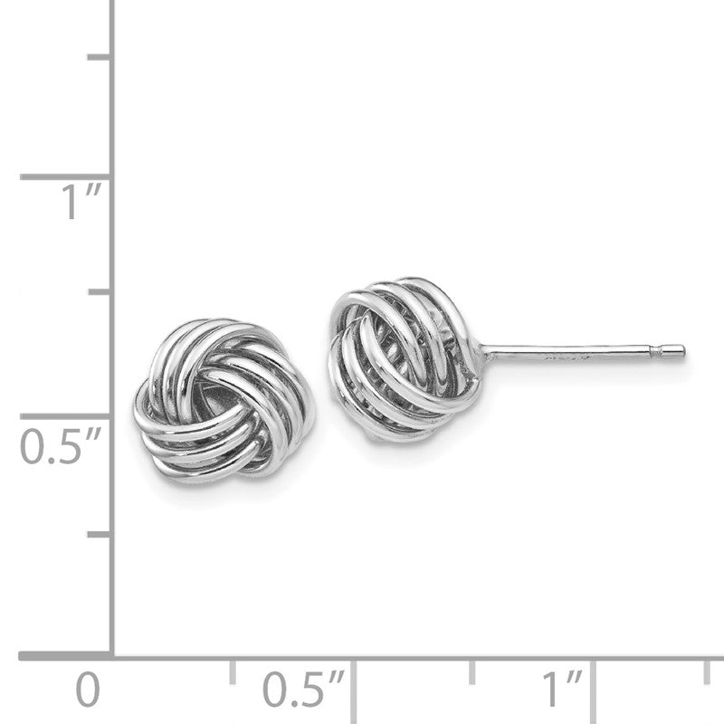 14k White Gold 8mm Polished Love Knot Post Earrings TH495