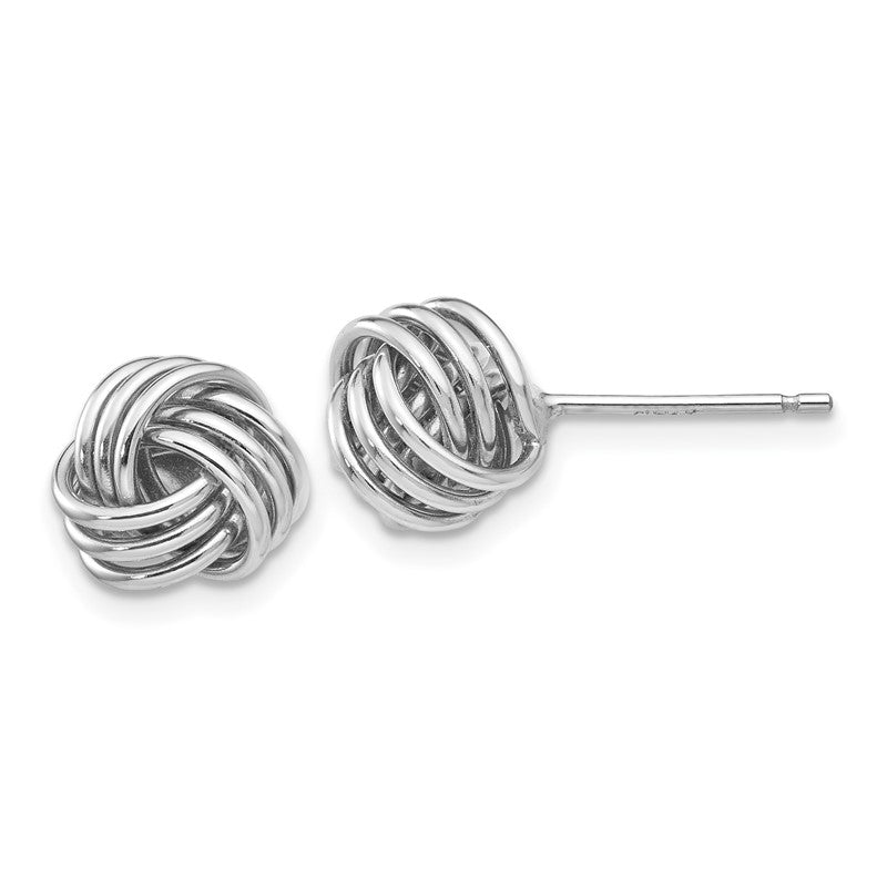 14k White Gold 8mm Polished Love Knot Post Earrings TH495