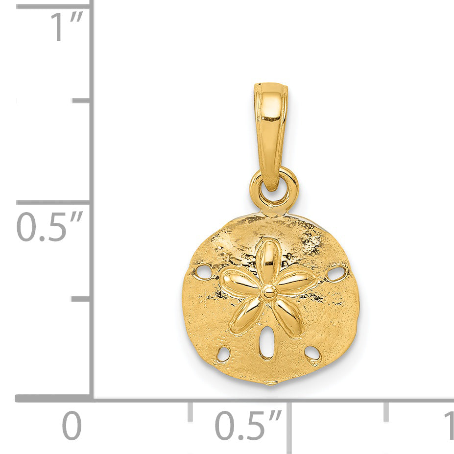 14K Gold Polished Sand Dollar Pendant K5379