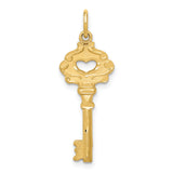 14K Polished Fancy Edge Heart Key Charm C1028