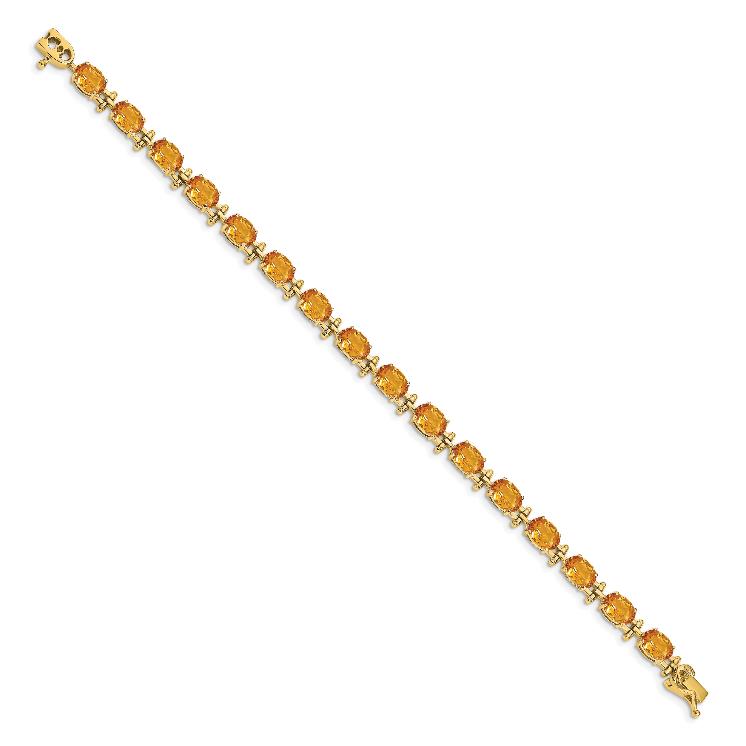 14k White Gold Complete Oval Amethyst 7 inch Bracelet BM4501