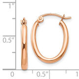 14k Rose Gold 2x19mm Polished Oval Tube Hoop Earrings TF596