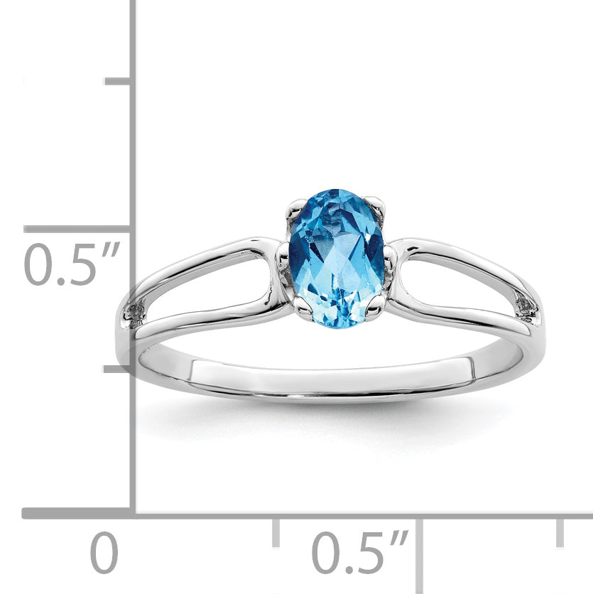 14k White Gold 6x4mm Oval Blue Topaz ring Y4634BT