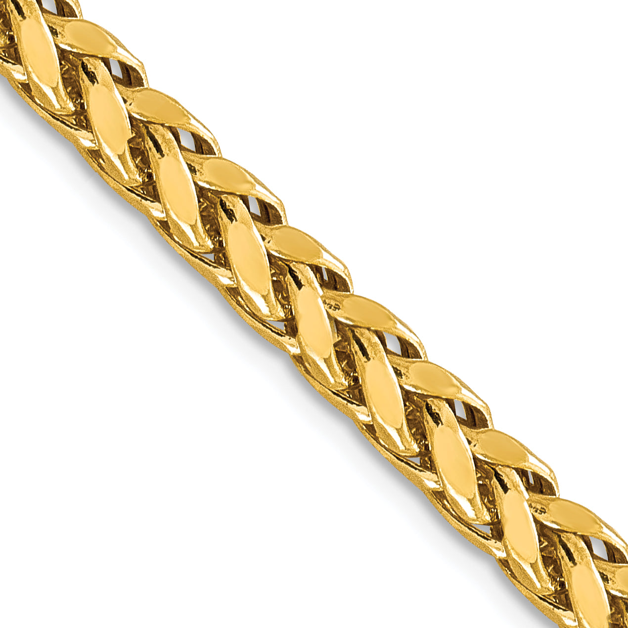 14K 18 inch 5mm Semi-Solid Diamond-cut Wheat with Lobster Clasp Chain BC186