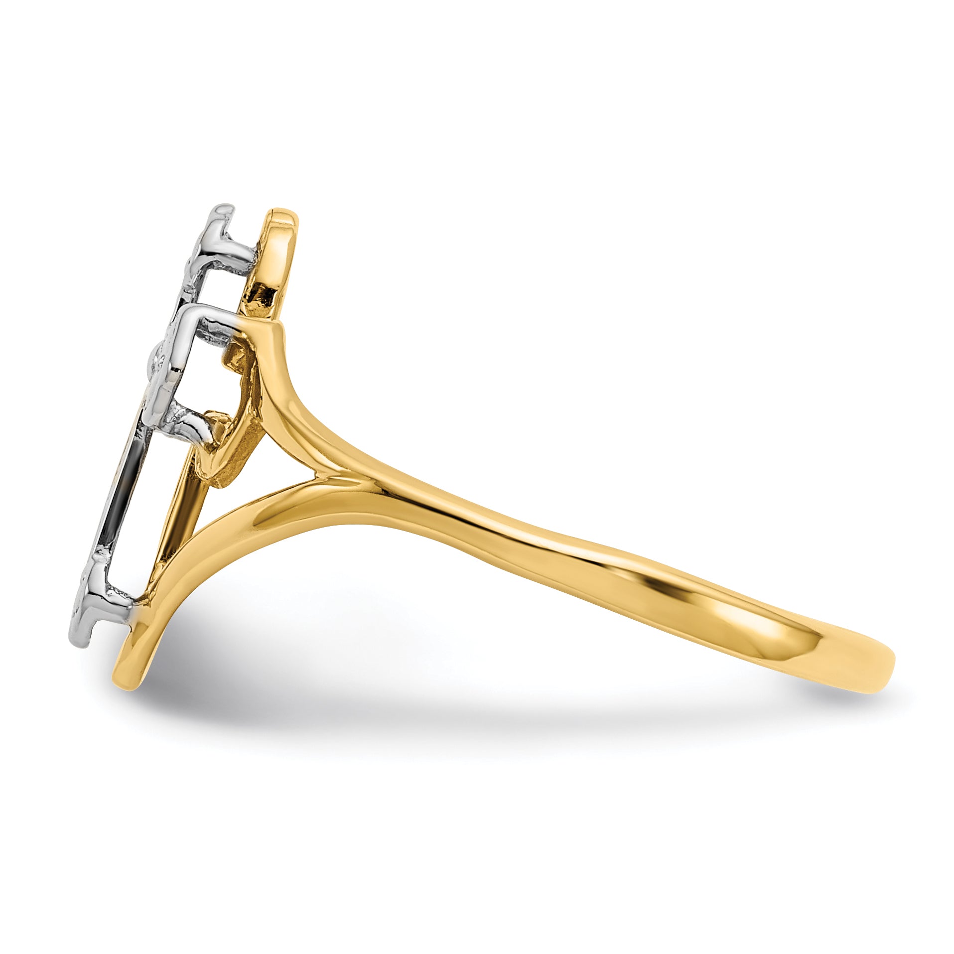 14k and White Rhodium Cross Ring K2054