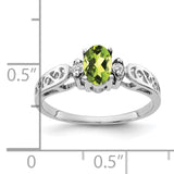 14k White Gold 6x4mm Oval Peridot and A Diamond Filigree Ring X9735PE/A