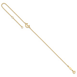 14K Textured and Polished Crescent Moon 9 inch Plus 1 inch Extender - Total 10 inch Anklet ANK274