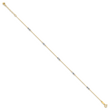 14K Two-tone Fancy Twist 5-Station 9 inch Plus 1 inch Extender - Total 10 inch Anklet ANK271