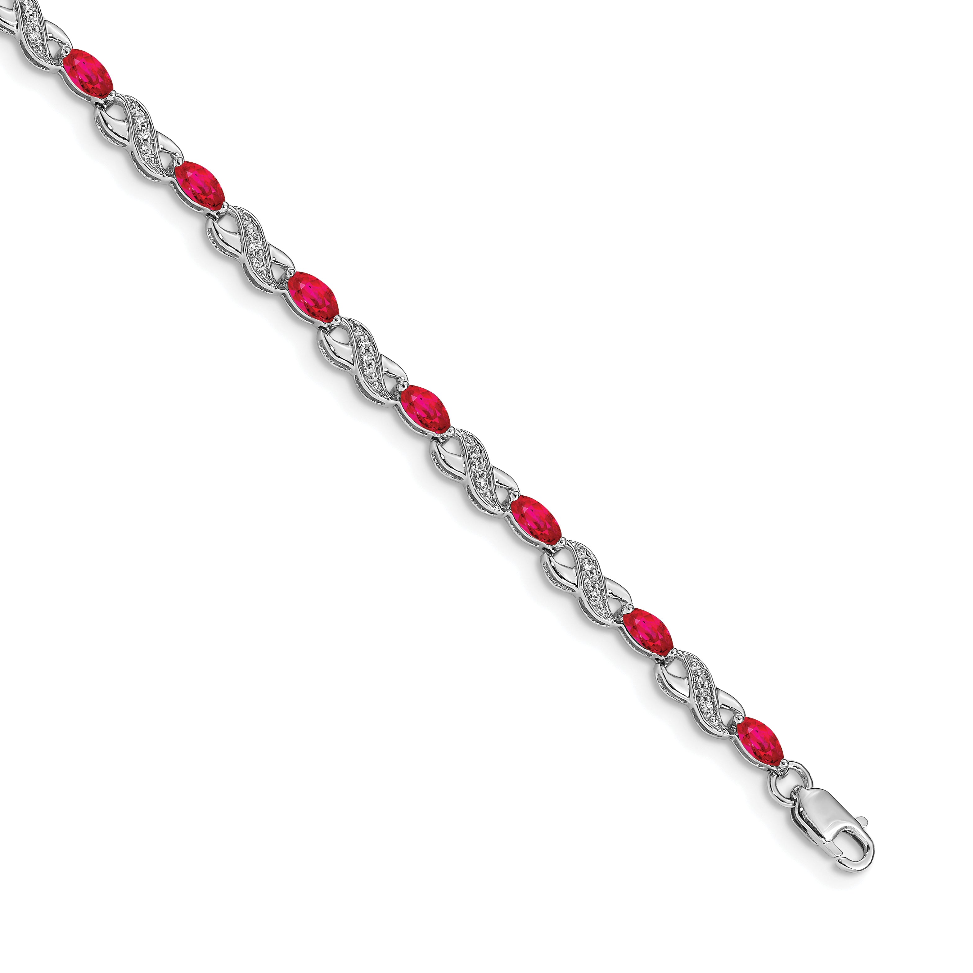 14k White Gold Complete Diamond and Oval Emerald Infinity 7.25 inch Bracelet BM4485