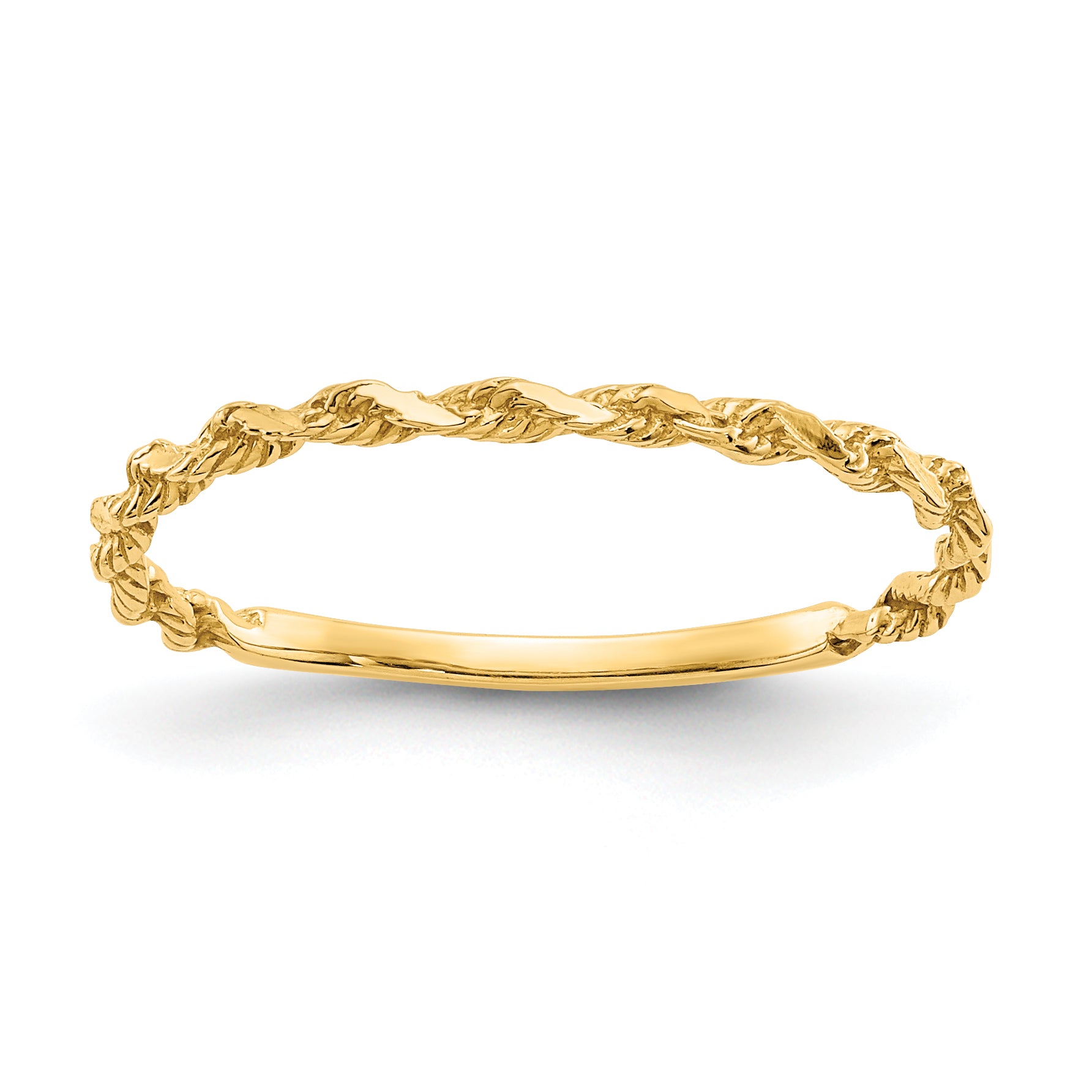 14K Diamond-cut Textured Rope Band Ring R543