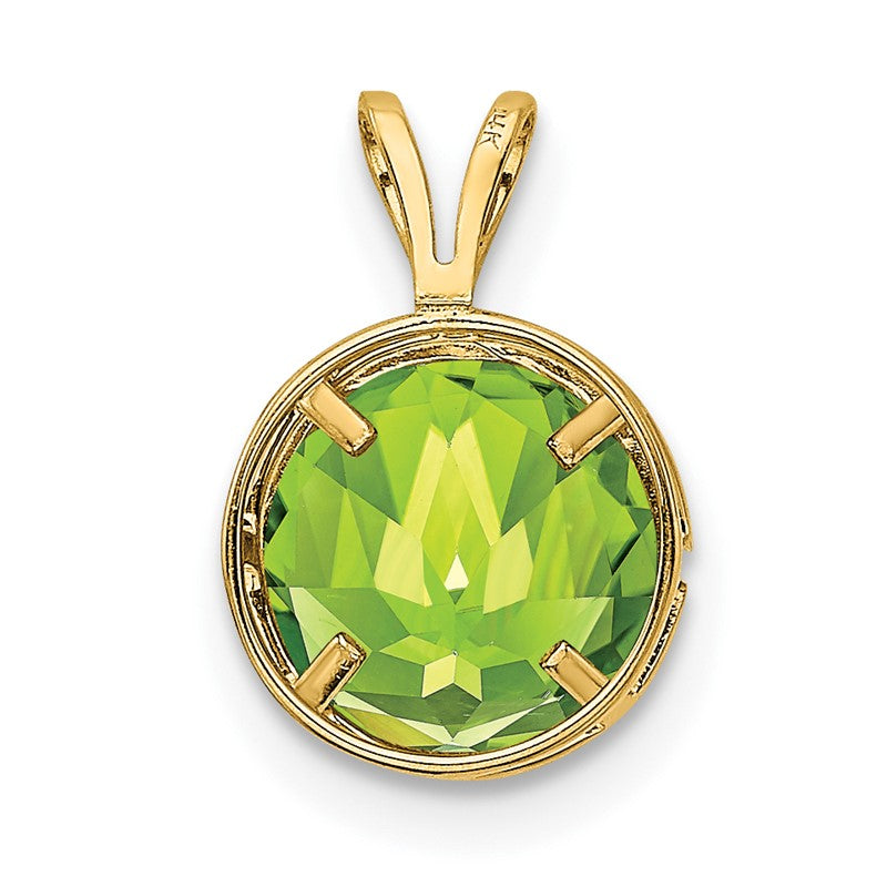 14k 8mm Round Peridot Bezel Pendant XP303PE