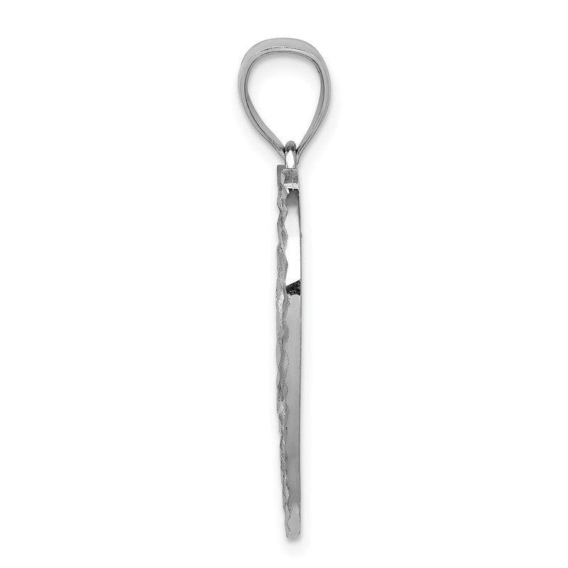 14K White Gold Diamond-cut Heart Pendant C4718